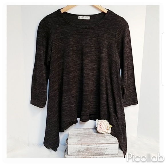 Jon & Anna Tops - Jon and Anna Asymmetrical Black Heathered Top